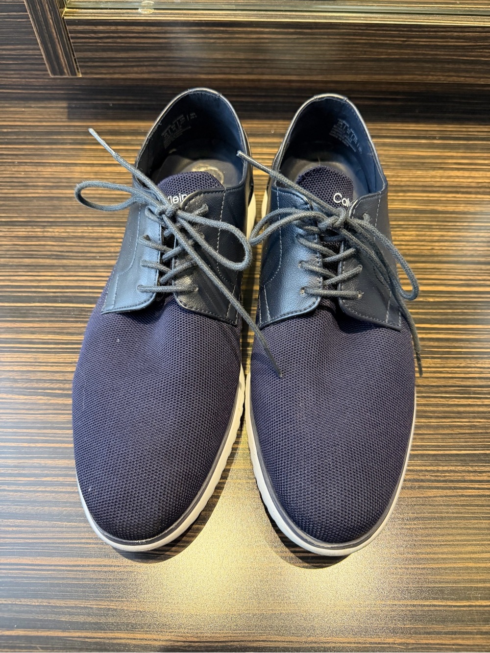 Calvin Klein Navy Mesh/Leather Derby Shoes